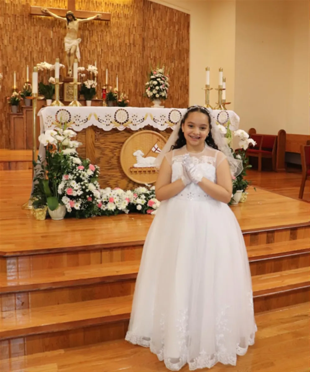 Abito da sposa per ragazza di fiore in pizzo bianco con applicazioni di perline con fiocco Abito da principessa per festa di compleanno Abito da battesimo per prima comunione per bambini