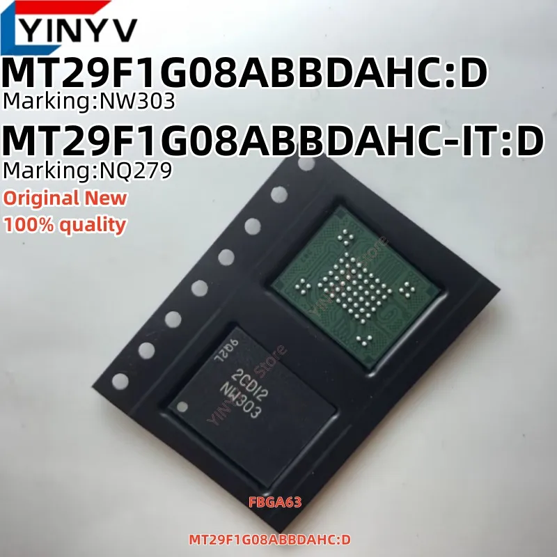 2Pcs/Lot MT29F1G08ABBDAHC:D NW303 MT29F1G08ABBDAHC  MT29F1G08ABBDAHC-IT:D NQ279 MT29F1G08ABBDAHC-IT FBGA63 New 100% quality