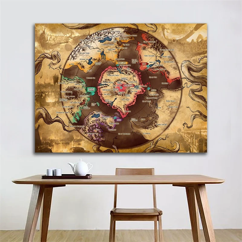 90 * 60 cm Vintage Map Decorative Prints Non-woven Canvas Painting Wall Art Poster Living Room Home Decor Classroom Supplies