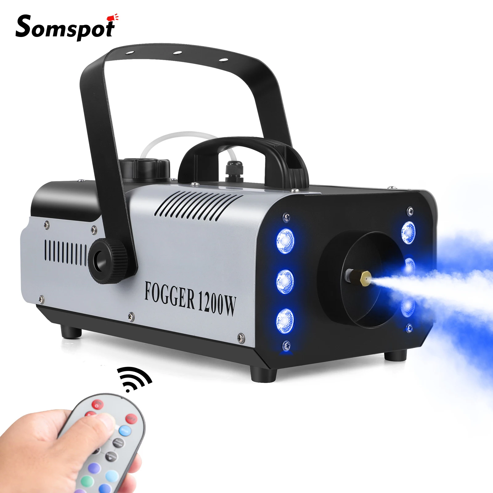 Somspot 1200W RGB LED Smoke Fog Machine Haze Generator Remote Controlled Fog Machine Stage Effect Equipment for DJ Disco Party