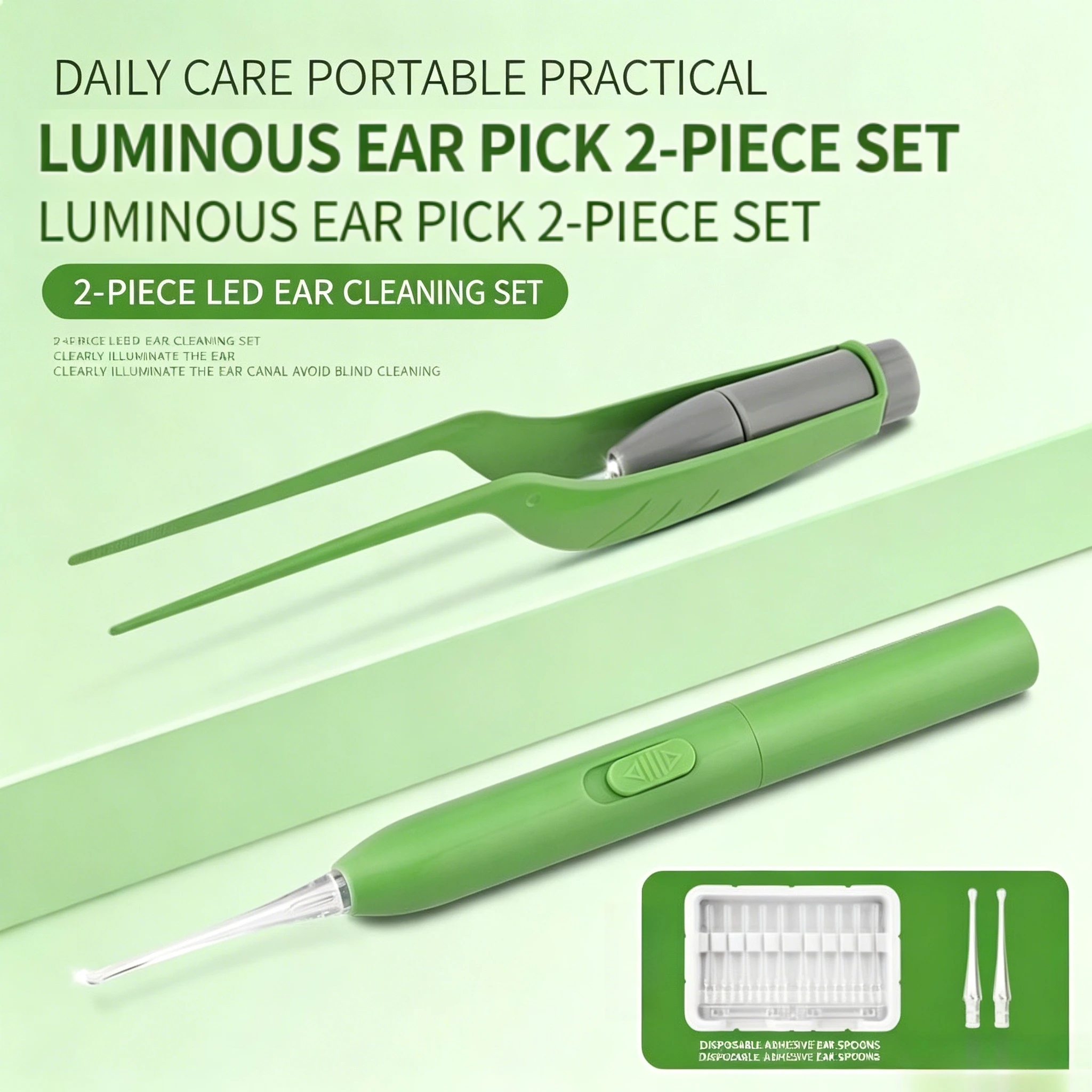 Lighted Ear Pick Tool Kids Safety Cute Earwax Spoon Tweezers Cleaner Set Glowing LED Digging Scoop Safe Soft Silicone Tip Ultra view 3