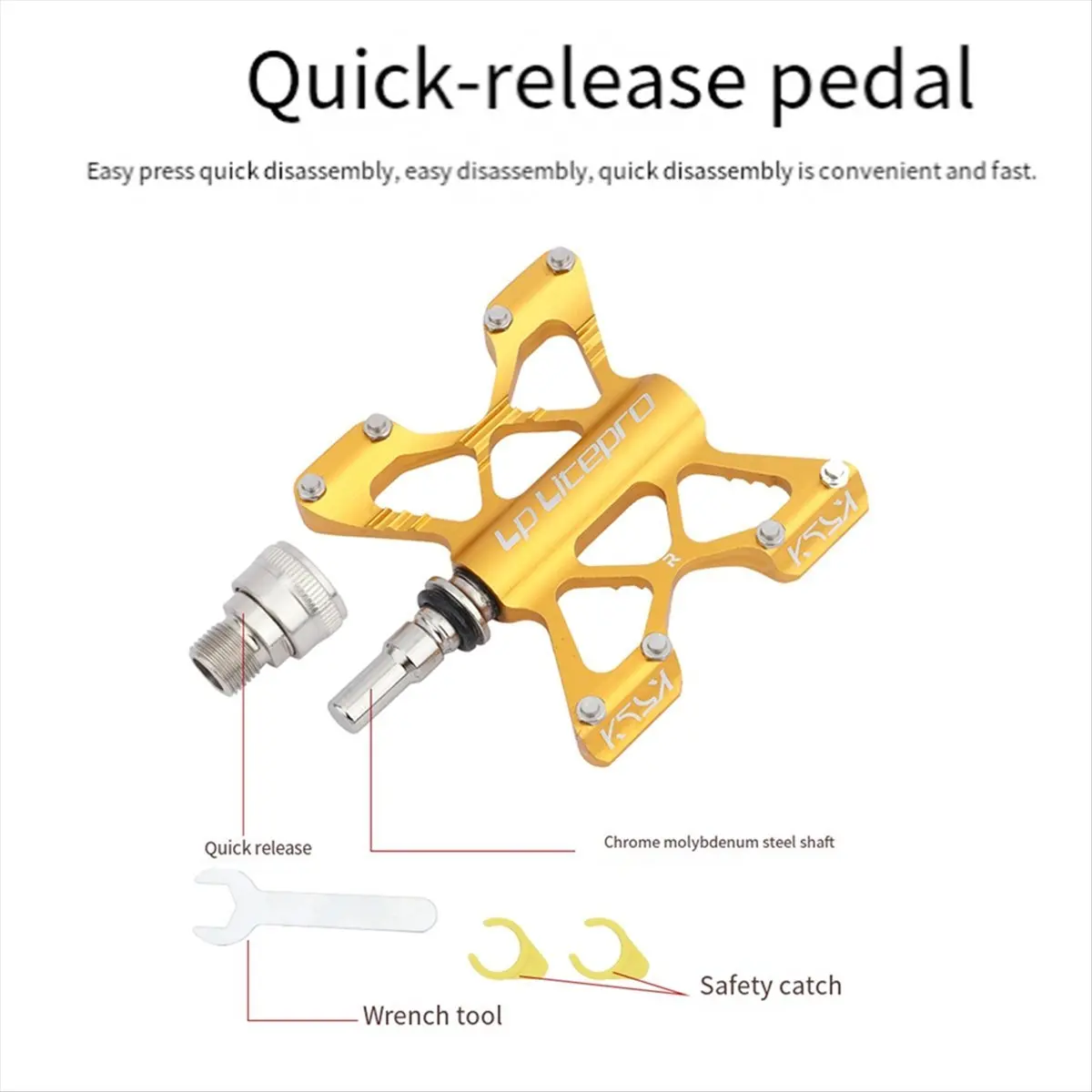 

ABJV K5 Быстросъемная педаль, расширенная нескользящая сверхлегкая герметичная подшипница, складные велосипедные педали, часть велосипеда, черная