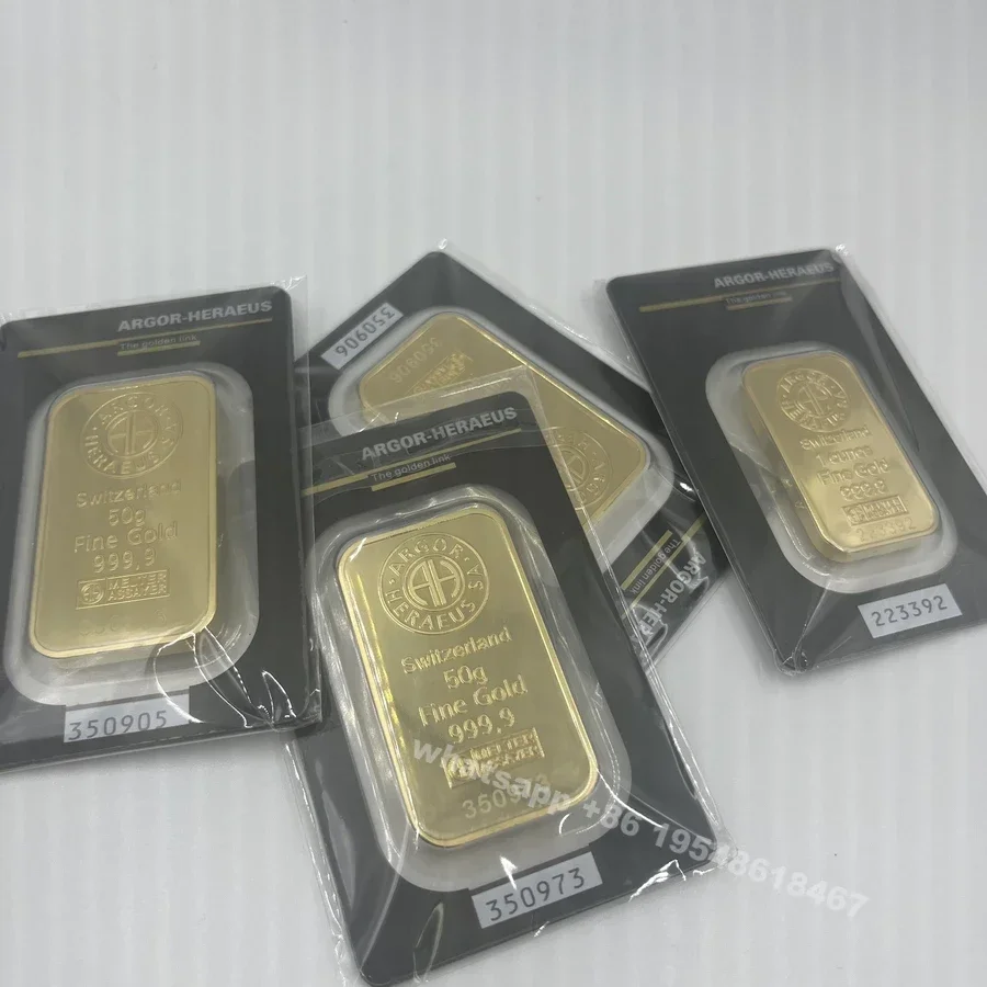 

1oz 50g Swiss Argor gold bar sealed packing Foreign Currency Gifts Bullion switzerland Gold Plated serial number gift