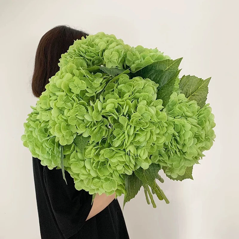 3PCS Green Hydrangea Artificial Flowers Like Real Hydrangea Flowers Decor Wedding Arrangement Flowers Decor Bridal Bouquet 3Pcs