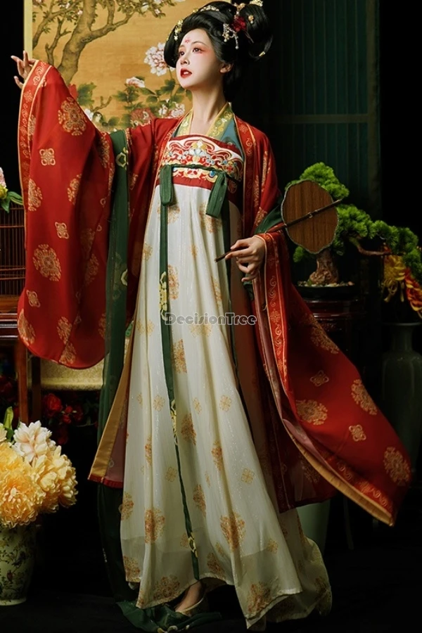 

2025 chinese retro traditional tang dynasty hanfu women's embroidered chest-length long-sleeved printed elegant ruqun hanfu set