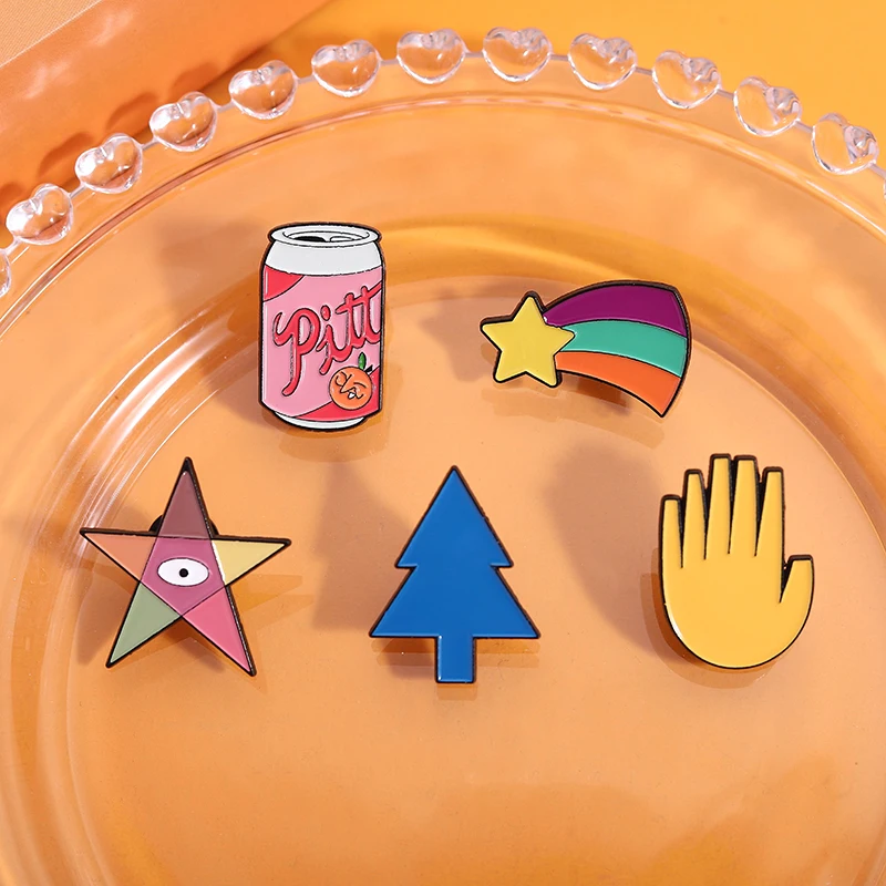 Эмалированная булавка с рисунком аниме, сосна, метеор, пальма, звезда, брошь, милое животное, комедия, значок на лацкане, декор, сумка, ювелирное изделие, подарок для друга