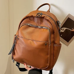 High Quality Solid Color Leather Backpack Large Capacity Multifunctional 2023 Backpack Luxury Designer Women's Backpacks Sac