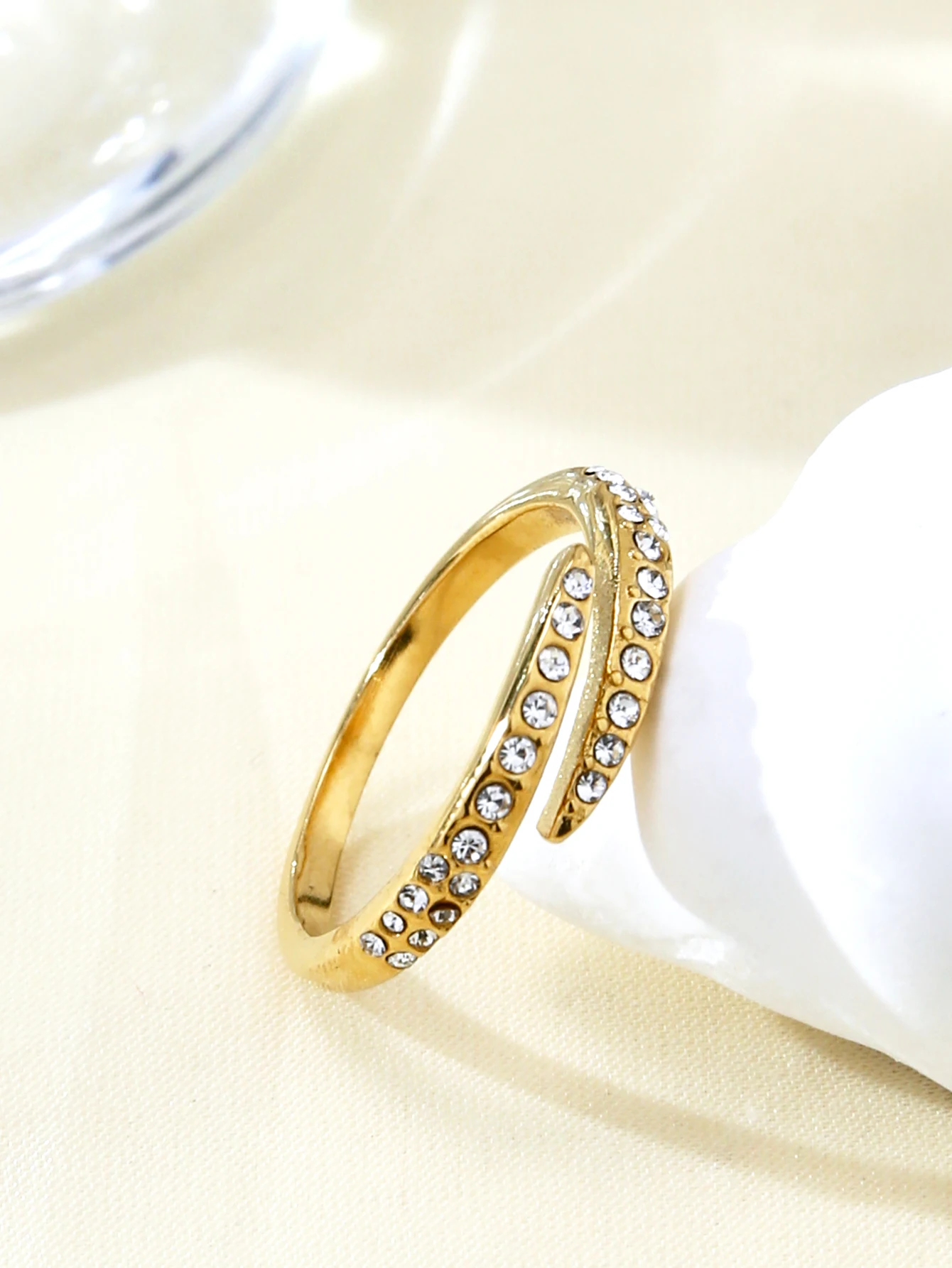 Fashion Simple Personality Temperament Ins Cold Wind Senior Sense Of Stainless Steel Set Diamond Cross Line Star Ring Female