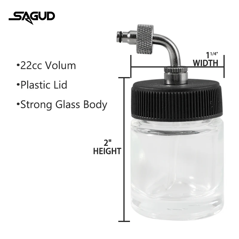 Airbrush Bottles Glass Box of 10PCS 22CC Glass Jar Bottle with Cover Adaptor Paint Bottle for Siphon Airbrush Accessories