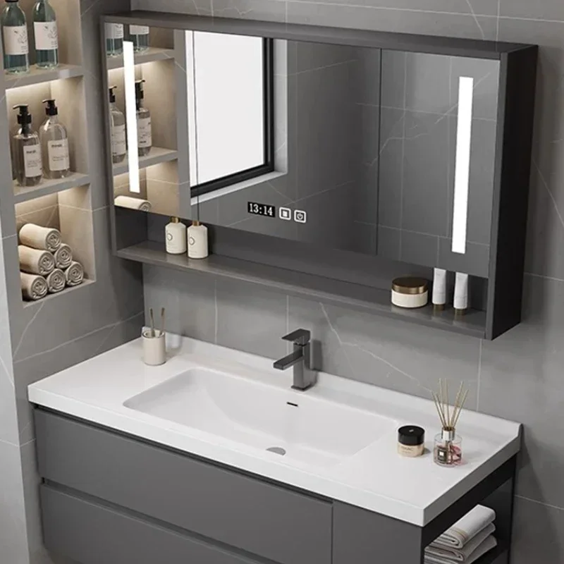 Integrated Bathroom Cabinet Ceramic Basin Washbasin Combination Bathroom Cabinet Basin Customization Gabinete Furniture