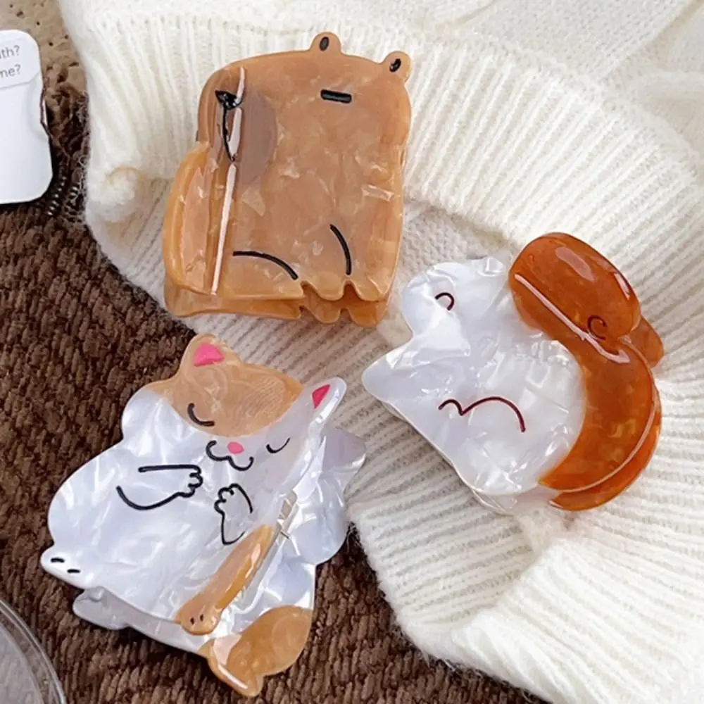 Cute Cat Capybara Hair Clip Cartoon Creative Acetate Kitty Hair Claw Fashion Headwear Squirrel Hairpin Hair Accessories