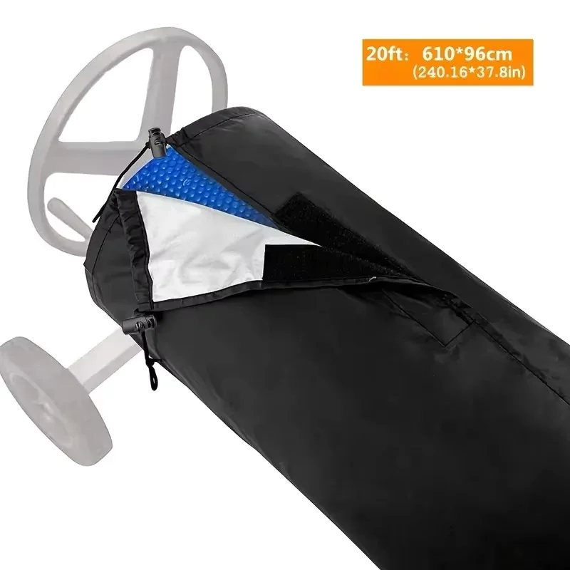 1pc Heavy Duty Solar Reel Cover for Swimming Pools, Durable Cover with Roller Reel System for Above Ground and Inground Pools.