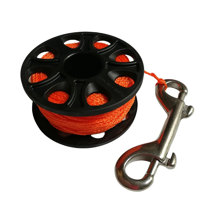 30 متر معدات السلامة الغوص حطام الغوص بكرة الاصبع الغوص بكرة إصبع بكرة مع الفولاذ المقاوم للصدأ مزدوجة نهاية هوك كهف حطام الغوص