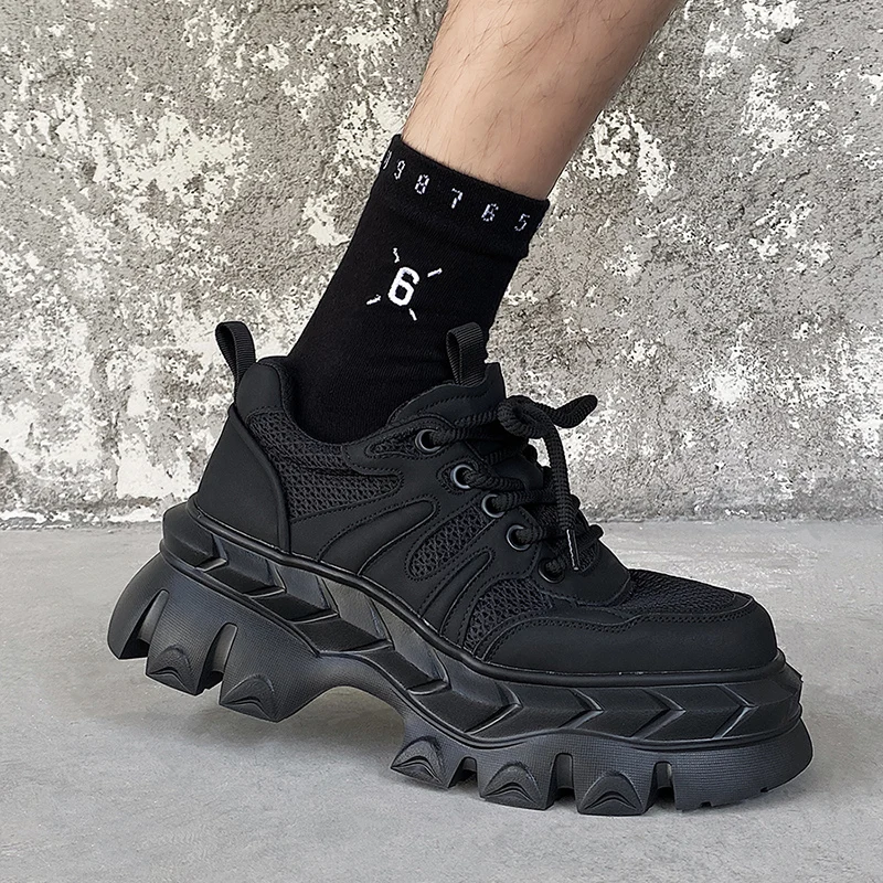 

Summer Net Dad Shoes Men's Sponge Cake Shoes Thick Bottom Height Increase 7CM Sports Breathable Functional Wind Casual Shoes