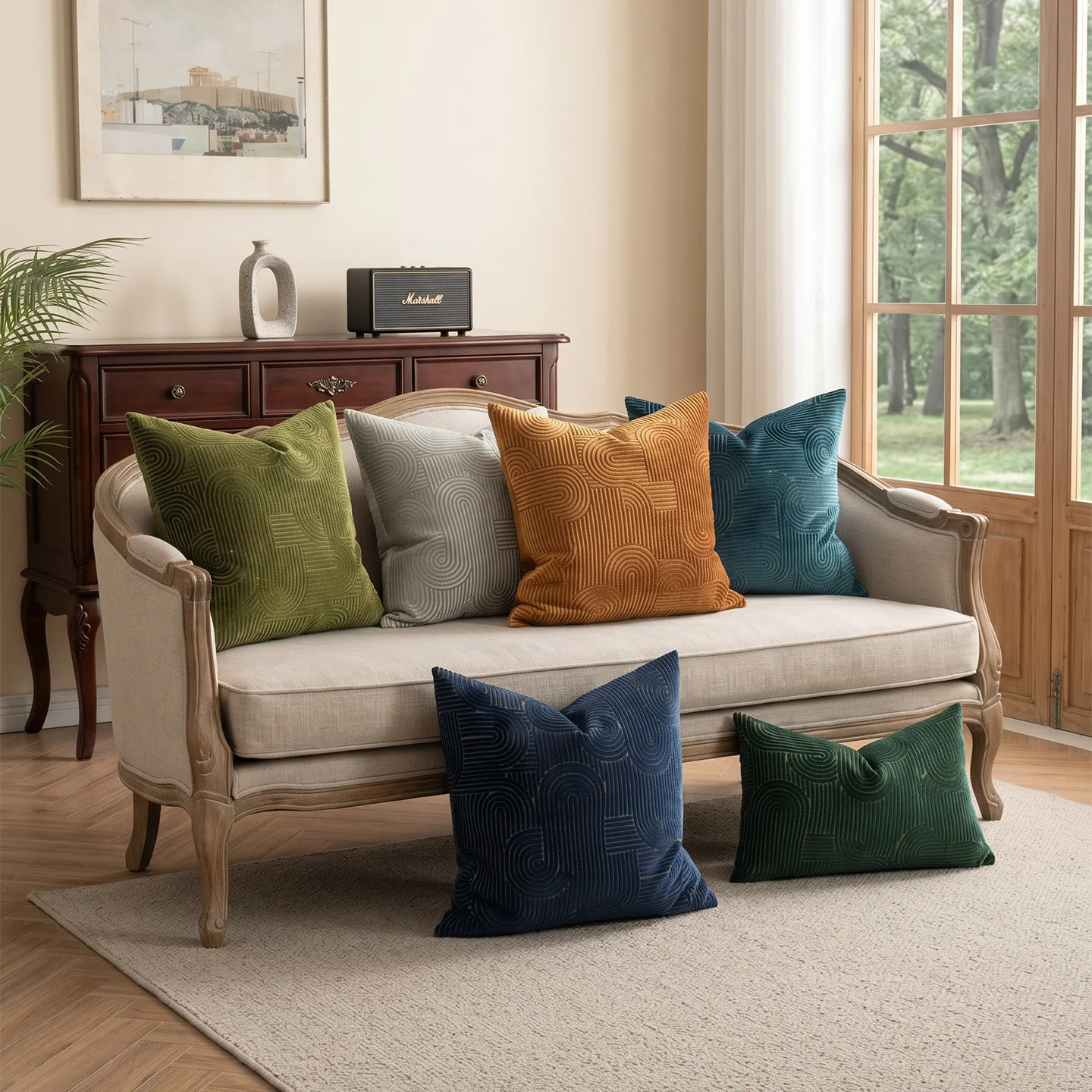 30x50/45x45/50x50cm Cut Fleece Jacquard Pillow Cover Ins Light Luxury Sofa Pillow Simple Modern Cushion Living Room