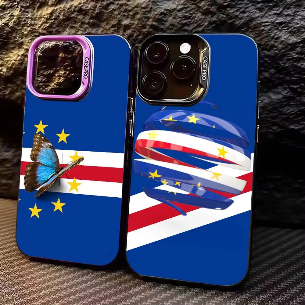 

Flag The Republic of Cape Verde Phone Case For iPhone 17,16,15,14,11,12,13 Plus,Pro Max,XS,Colorful Silver