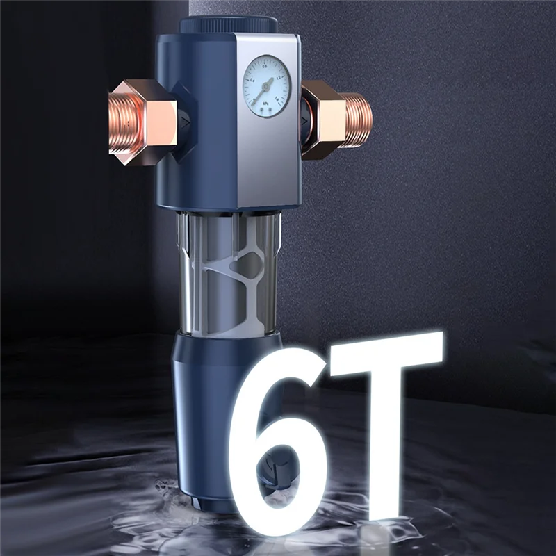 

KYCOR-Cleaning Pre Filter With Pressure Gauge 360° High-Pressure Backwash Filtration System Reusable Whole House Filter