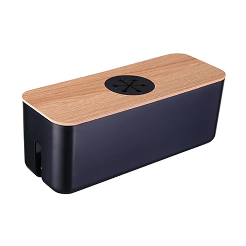 Wooden Storage Box Power Line Storage Case Dustproof Charger Socket Organizer Wire Case Home Cable Winder