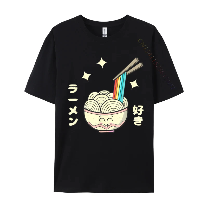 Retro Rainbow Ramen Kawaii Tee Japanese Casual Printed On Man T Shirts Brand All Cotton Tops Shirts Europe T Shirt Wholesale