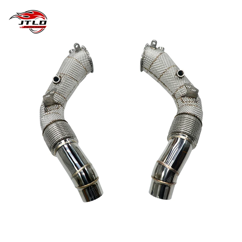 JTLD Hot Sale Performance 304SS Stainless Steel Racing Exhaust Polish Downpipe For BMW M5 F10 Attention Bracket
