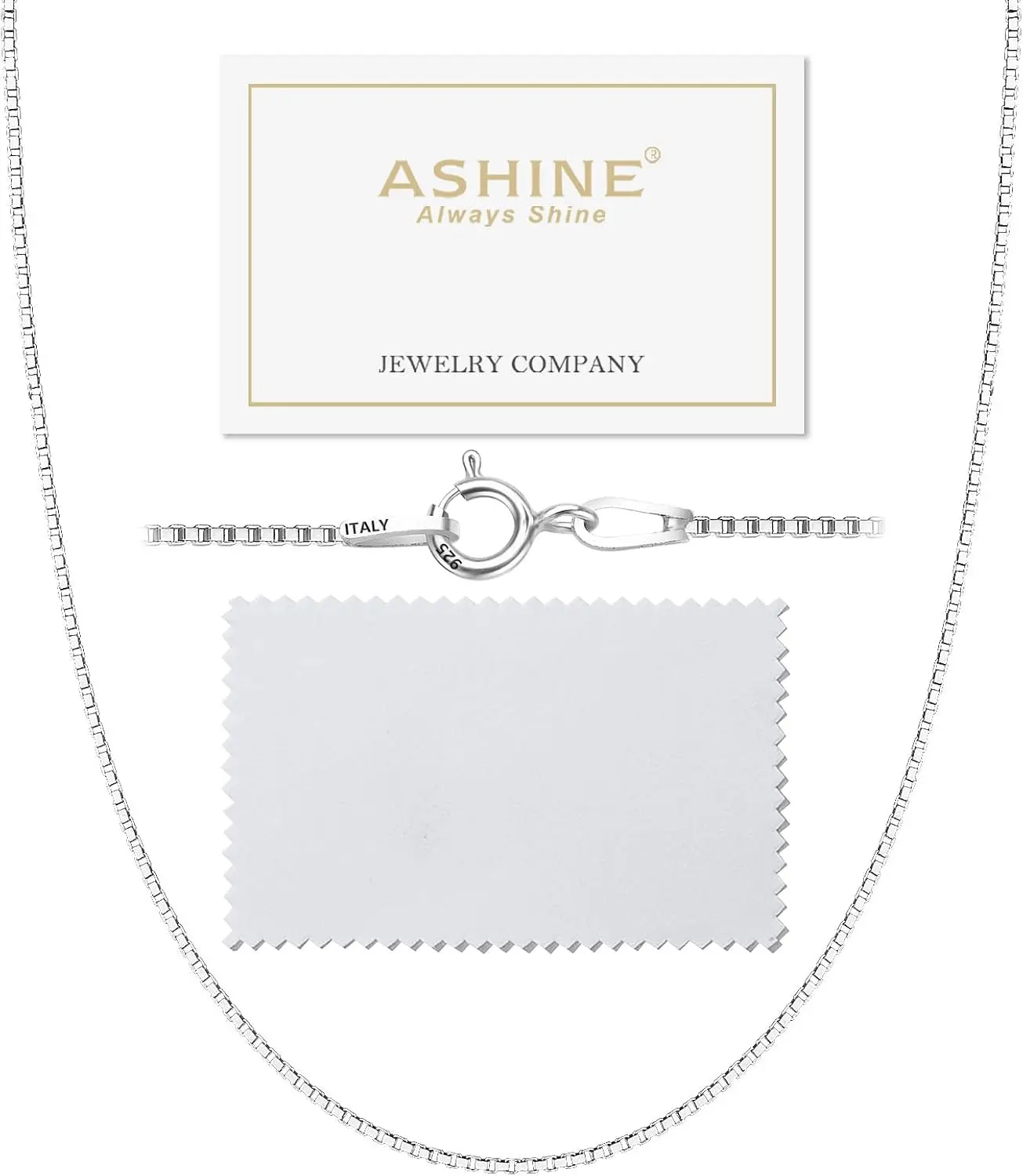 

Цепочка-бокс из стерлингового серебра 925 пробы Ashine для женщин, 1 мм/0,8 мм, сменная цепочка для кулонов, изящная и прочная.