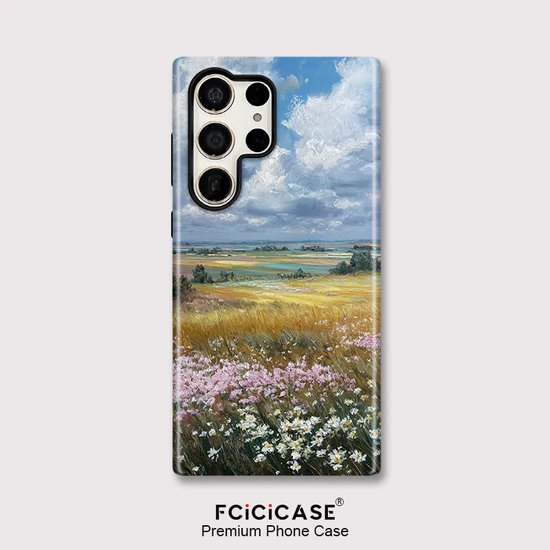 

Двухслойный чехол Fcicicase для телефона Samsung Galaxy S25+ S24 Ultra S23 Plus S20 FE A36 A16 A26 A56, роскошный чехол с цветочным принтом