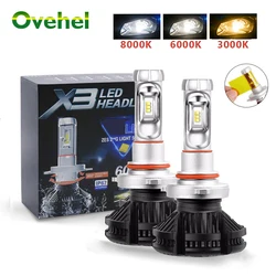 OVEHLE Led Headlight ZES 50W 6000LM H4 LED H7 Car Headlight 3000K/6500K/8000K X3 H1 H11 LED 9005 HB3 9006 HB4 LED fog Lamp Auto
