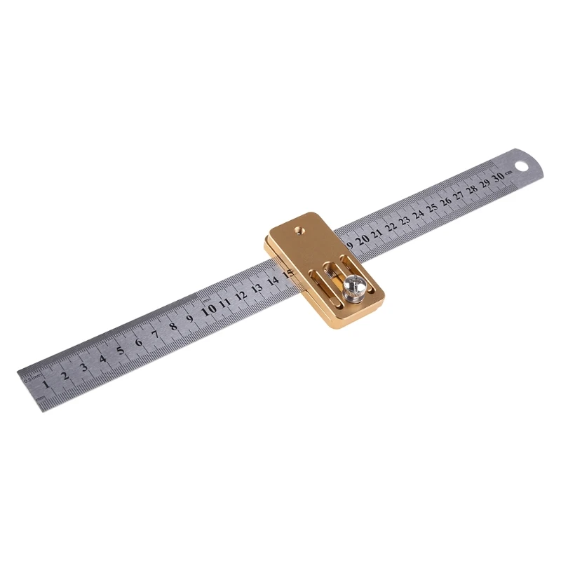 

Woodworking Scribing Tool Steel Ruler Positioning Block Crossed-Out Tools Line Drawing Marking Gauge Steel Ruler Limiter 19QB