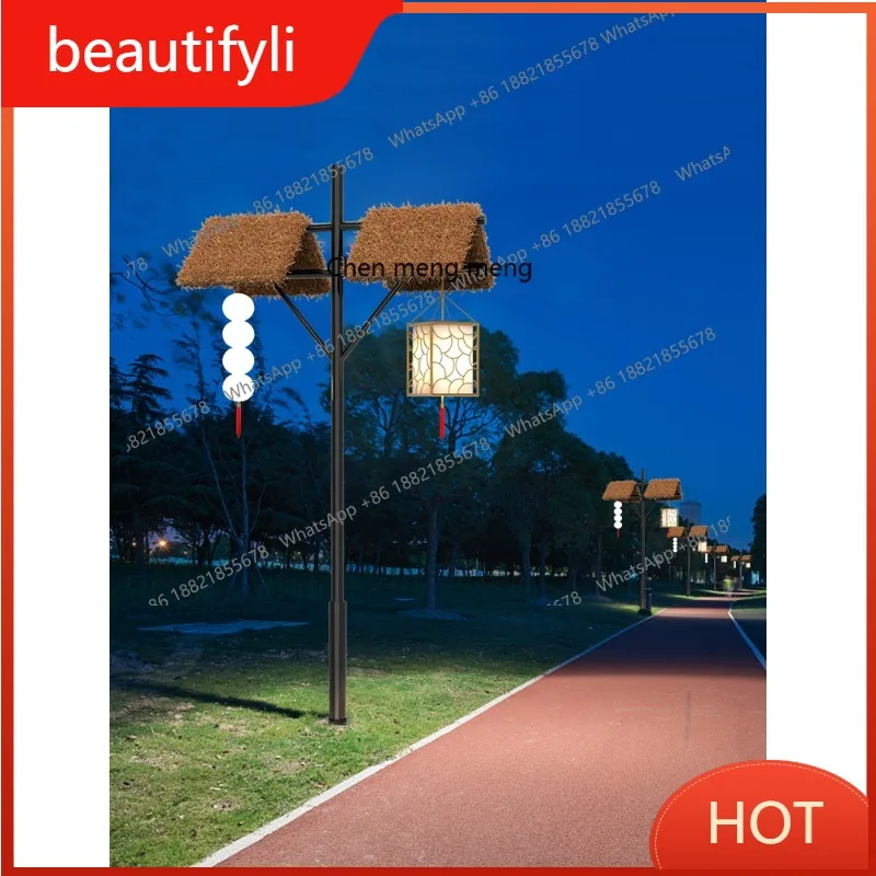 

L6080 Outdoor thatched cottage high pole lamp solar landscape lamp B & B scenic spot park cultural tourism decorative street lam