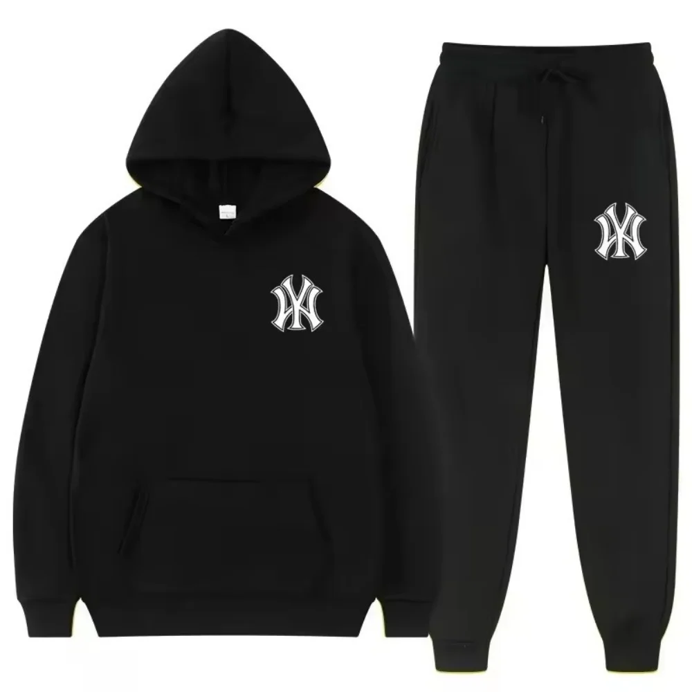 

Autumn and winter casual sportswear set for men and women Korean version 2025 trendy student and youth new fleece hoodie