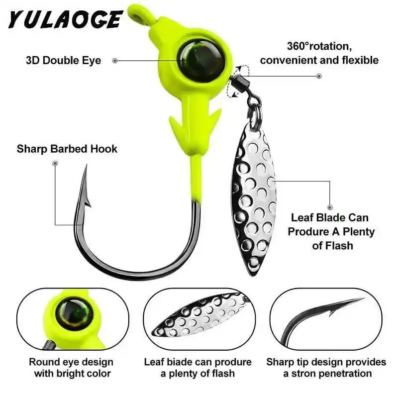 Jig Head Ojo Grande con lentejuelas para lubina – Cabeza plomada y vinilo - imagen 4