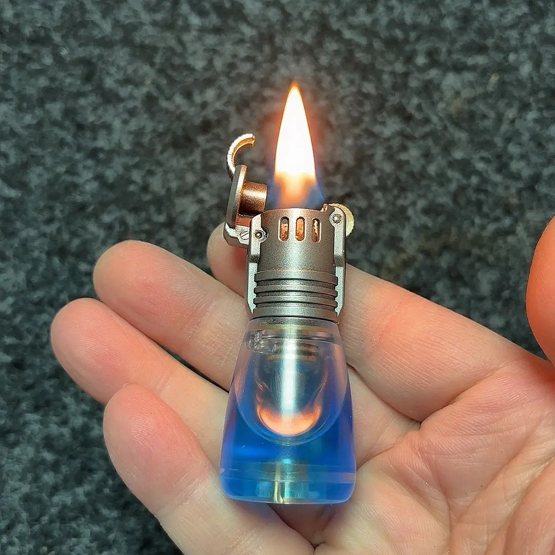 New transparent oil tank grinding wheel fuel lighter, mini portable lighter, cigarette accessories, men's gift