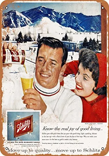 Metal Sign - 1959 Schlitz Beer and Sun Valley Ice Skating - Vintage Look