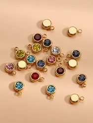 20pcs Mixed 6mm Stainless Steel Crystal Stone Charms Pendants For Jewelry Making DIY Components Accessories