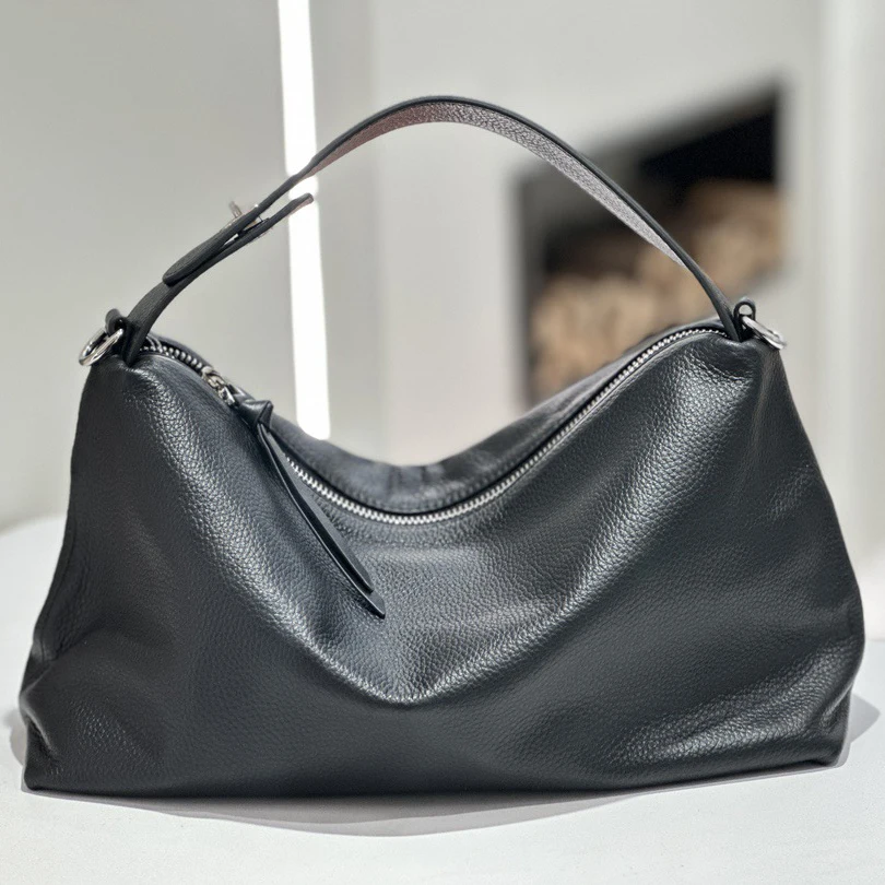 Suede leather hand dumpling bag 2025 niche design natural textured cowhide crossbody bag high quality vintage women's handbag