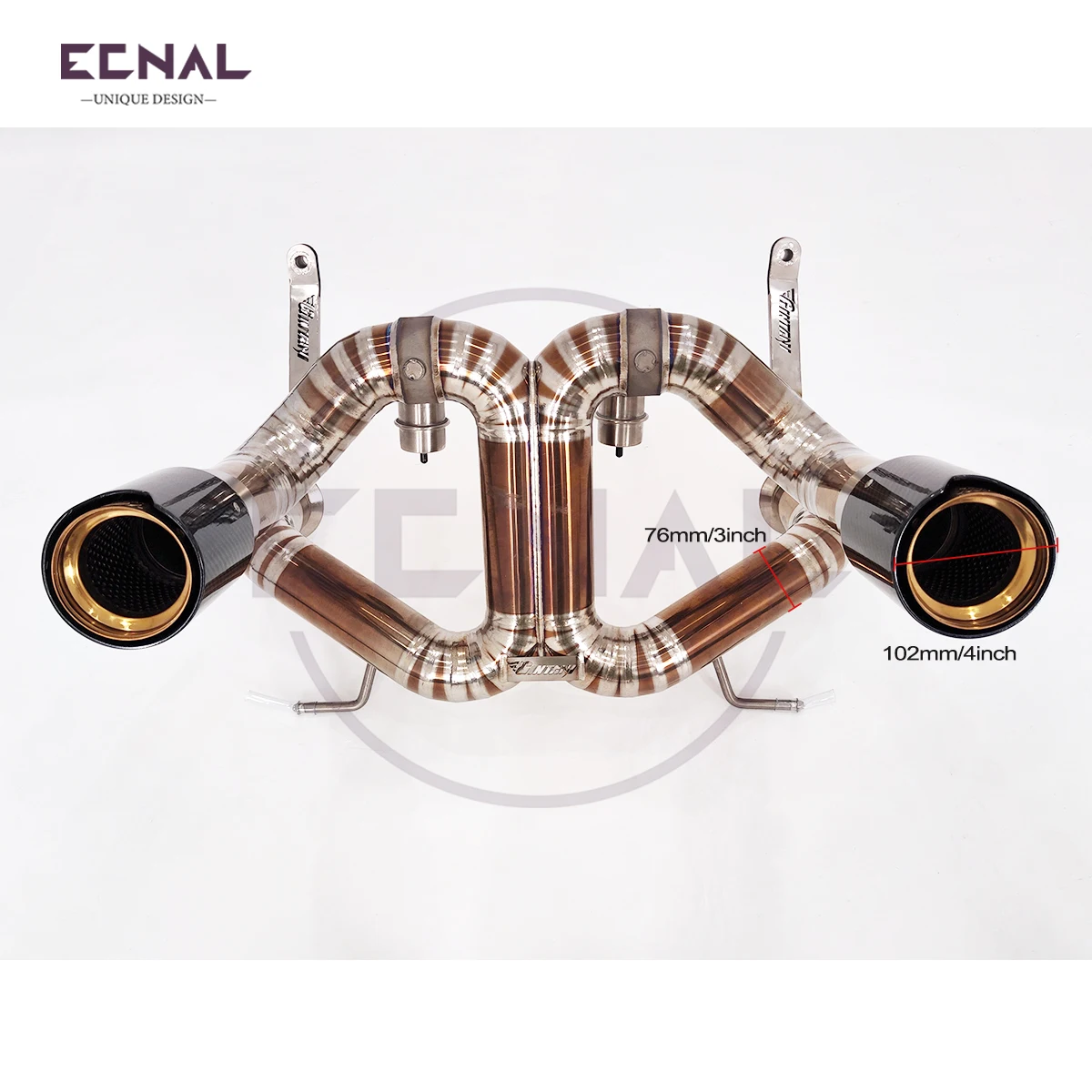 Ecnal Exhaust GINTANI Axle-back Pipe for Lamborghini Aventador to SVJ Titanium Alloy Car Sport Exhaust System with Valve