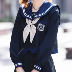 Japanese Korean Style S-XL Student Girls School Uniform Navy Clothing Feminine Navy JK Suit Sailor Shirt Pleated Skirt Cosplay