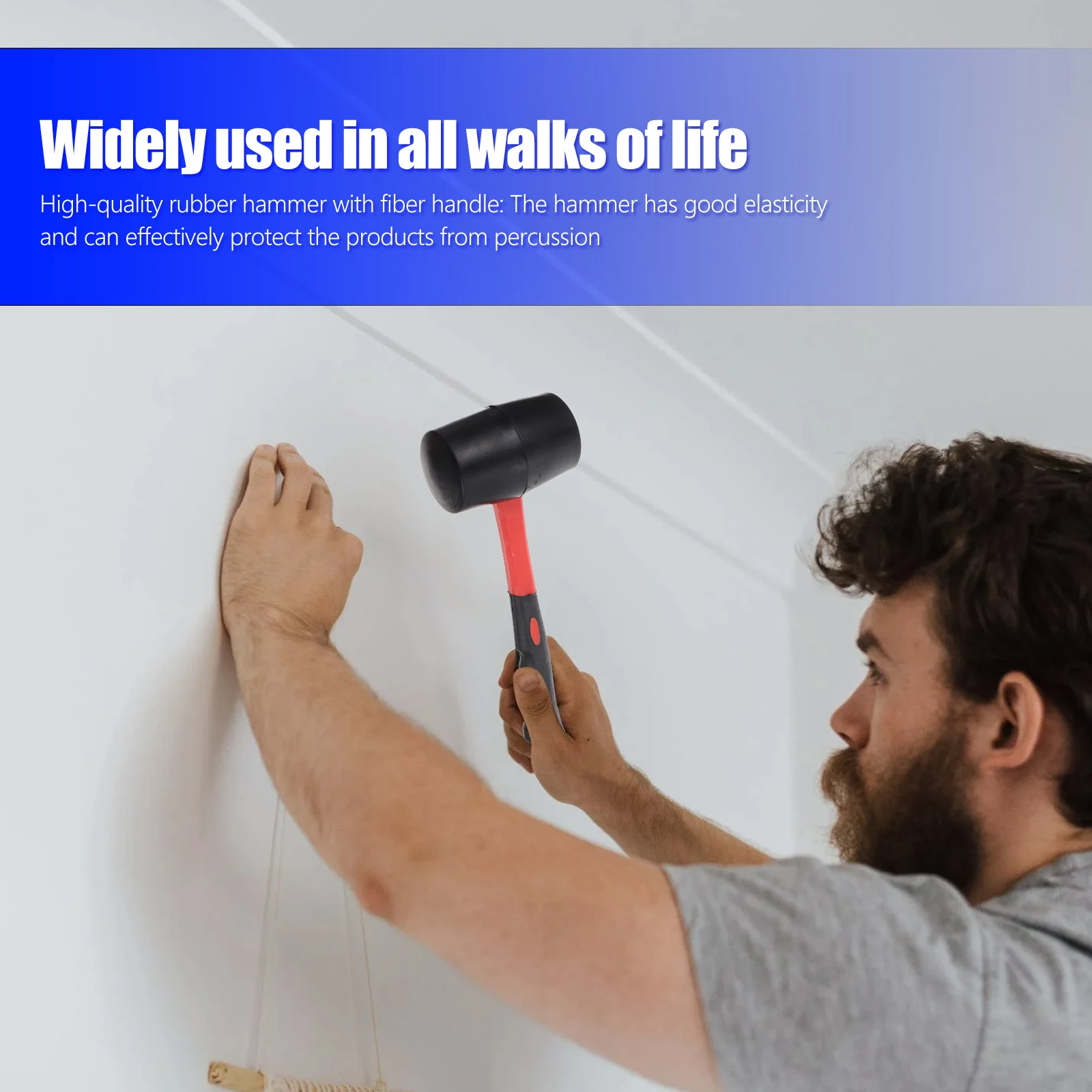 

Tile Fiber Handle Hammer Rubber Mallet Decorate Black for Flooring Installation