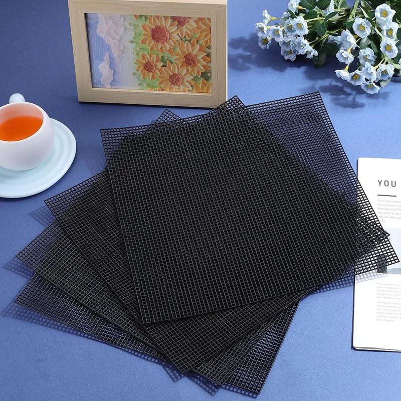 Best 4PC Plastic Canvas Sheets 30X30cm Square Mesh Sheets Black Plastic Needlepoint For Embroidery Crafting Yarn Knit Crochet