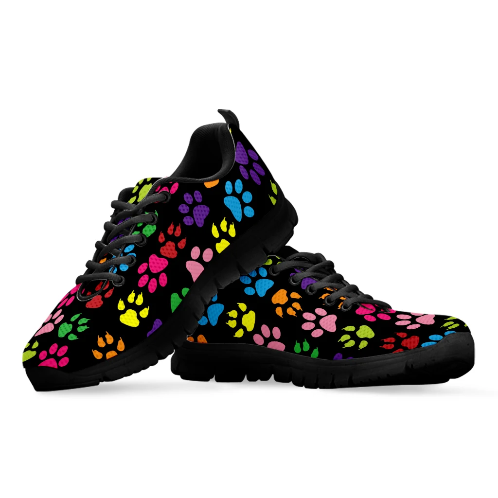 Rainbow Color Cartoon Dog Paw Print Lightweight Outdoor Shoes Comfortable Summer Breathable Shoes Basketball Shoes