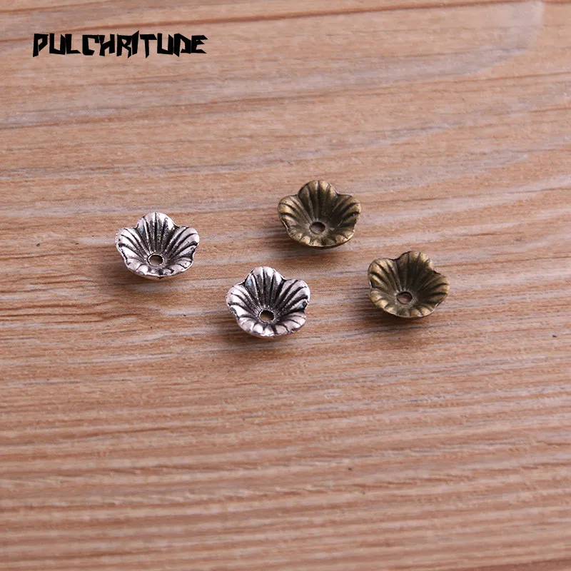 40pcs 4*9*9mm Two Color Bead Caps Charm Hollow Flower MINI Pendants Jewelry Accessories DIY Receptacle Charms