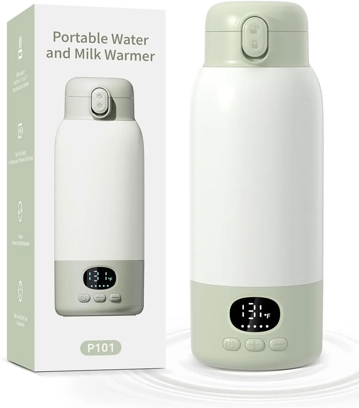 Portable Bottle Warmer, 17oz Large Capacity Milk Warmer for Baby, Fast Heating for Breast Milk & Formula & Water,
