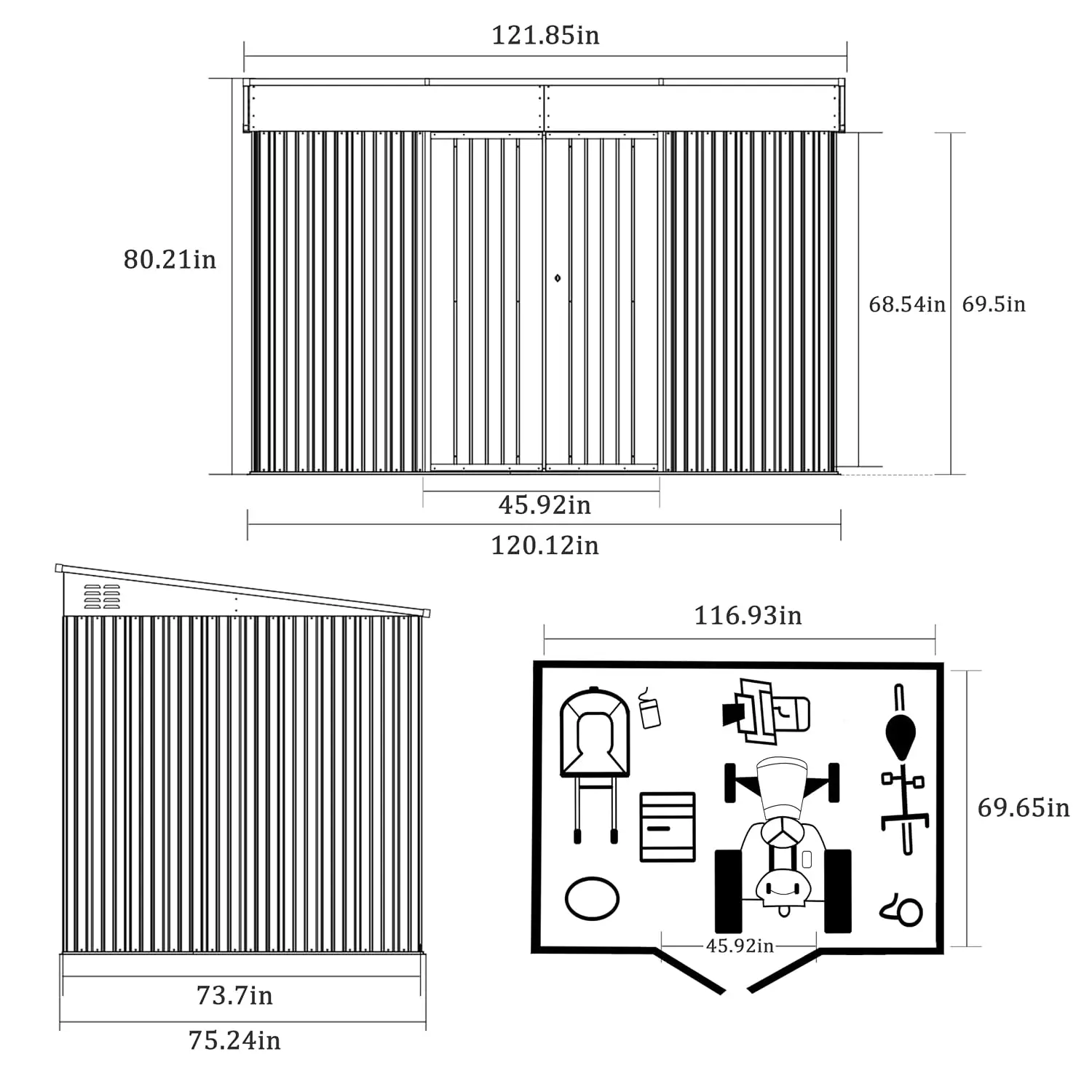 6x10 FT Outdoor Storage Shed,Galvanized Metal with Lockable Door & Vents for Garden Patio Backyard, Customized