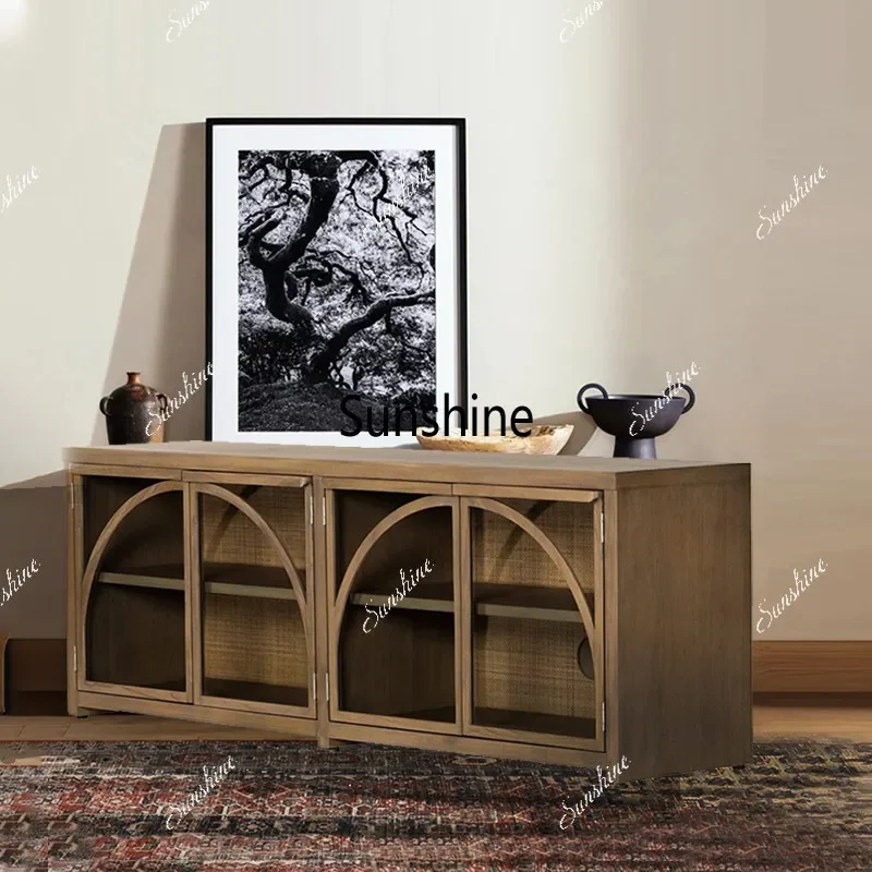 American solid wood retro old storage floor cabinet