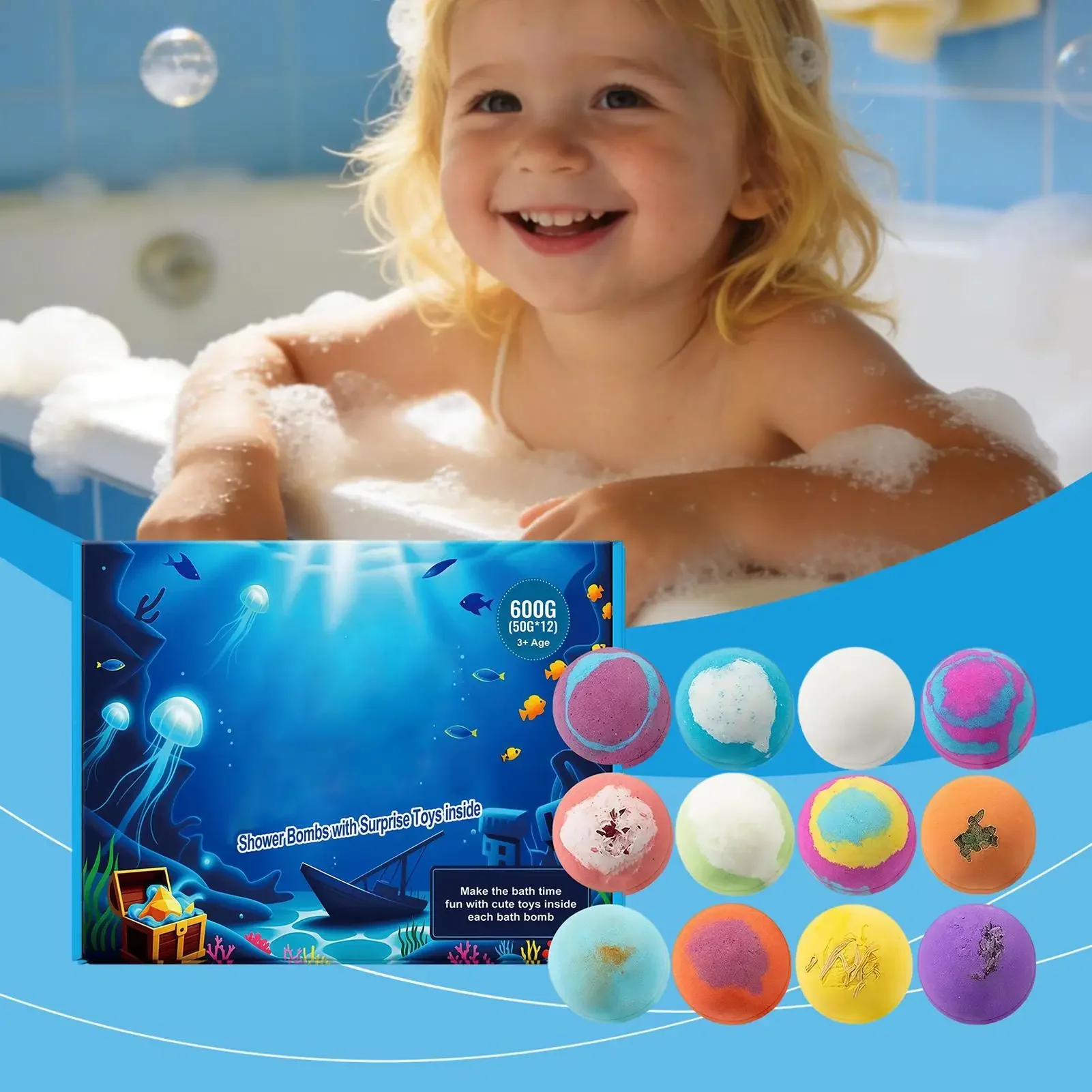 Bath Balls For Women 12-pieces Refreshing Foam Body Soap With Toys Bubble Bath Ball For Kids For Stocking Basket Birthday Spa