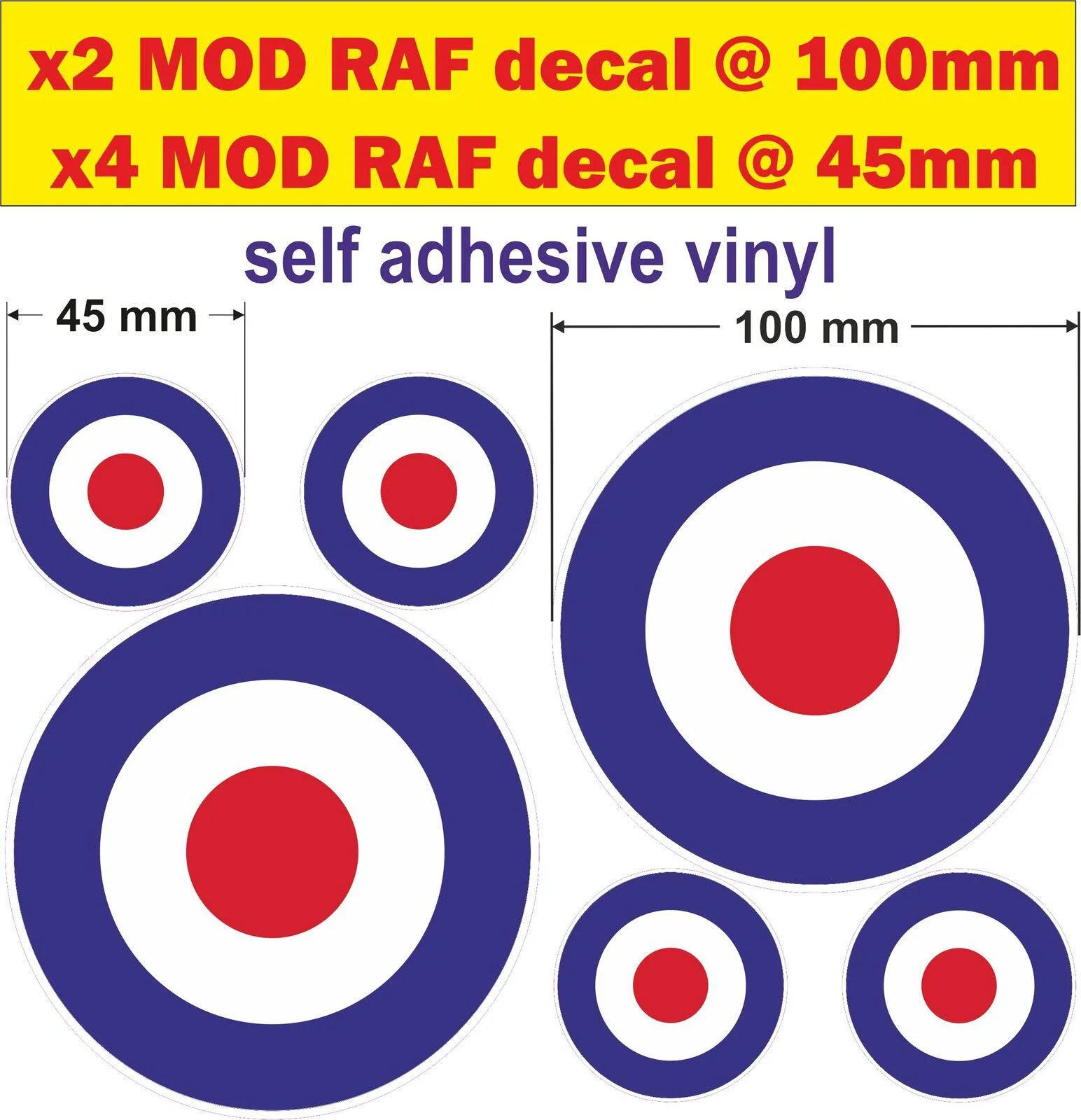 For 6 RAF Roundel stickers Target The Who Mod Scooter Vespa lambretta mod logo Decal