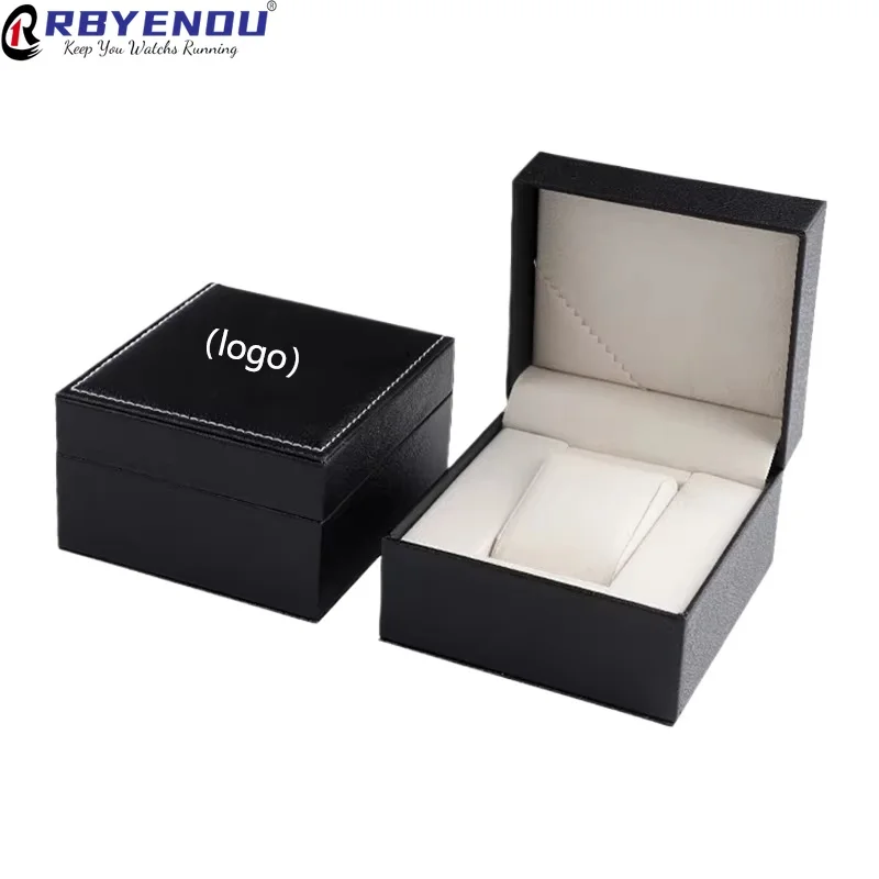 Customizable Logo OEM PU Leather Flip Plastic Embryo Watch Box Quantities Wholesale Storage Box Organizer Customizable Text Name