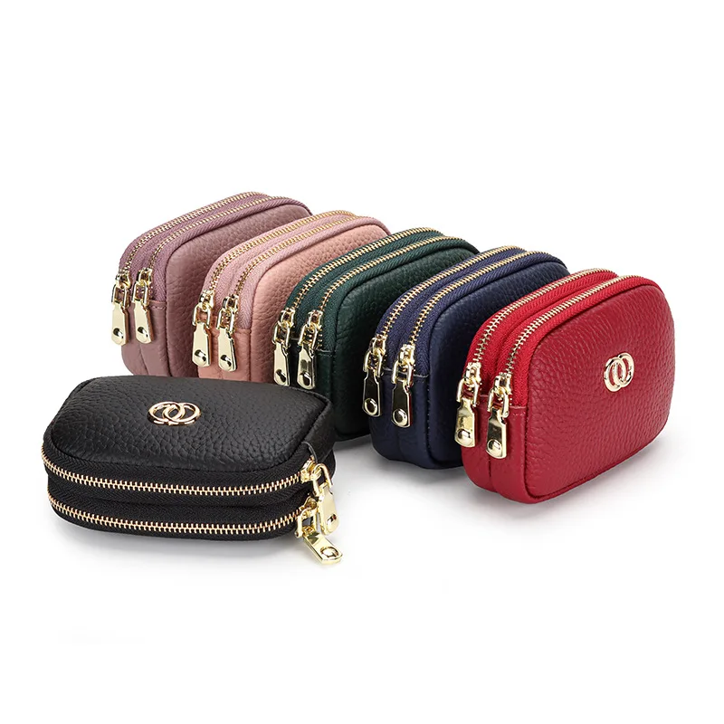 

Genuine Leather Women Wallet Purse Short Card Coin Key Holder Change Pouch Soft Mini Pocket Zipper Small Money Bag Female Wallet