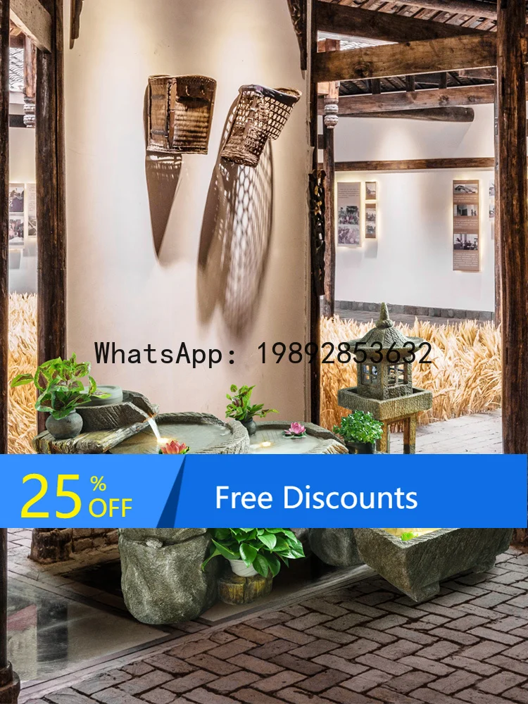 AB Stone Mill Water Fountain  Creative Rockery Landscape Living Room Courtyard Wealth-Attracting Fish Pond Fountain Decoration