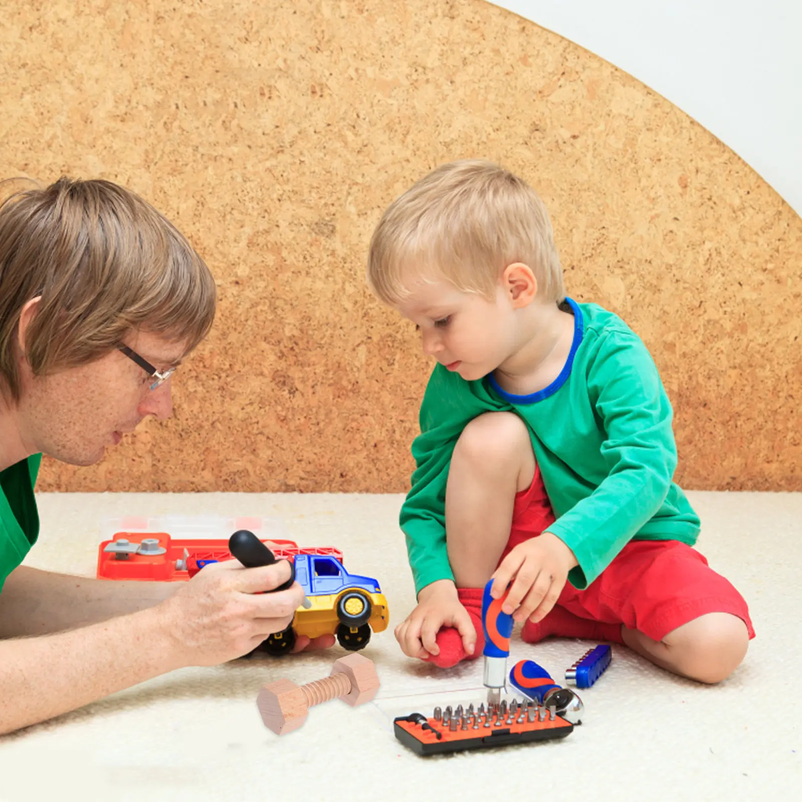 1 Set Wooden Screw Construction For Toddlers Fine Motor Skills Development Safe Educational Hexagonal Blocks